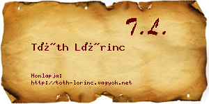 Tóth Lőrinc névjegykártya