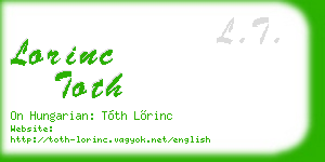lorinc toth business card