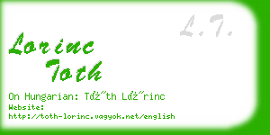 lorinc toth business card